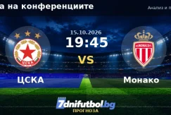 ЦСКА срещу Монако прогноза
