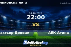 Шахтьор Донецк срещу АЕК Атина прогноза
